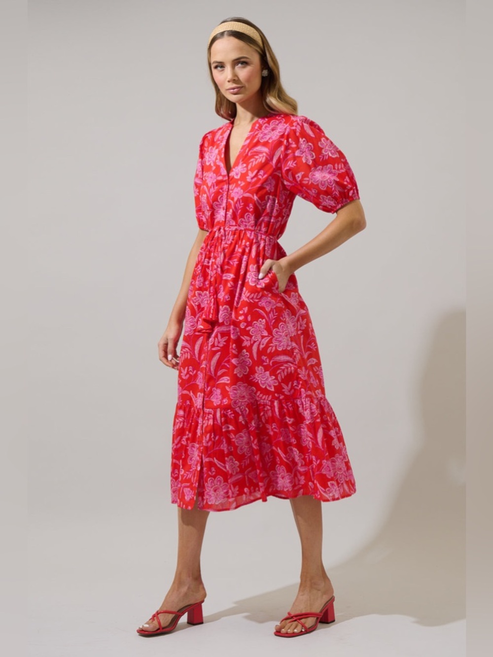 NWT Sugarlips Aria Floral Beth Button Down Midi - Picture 3 of 4